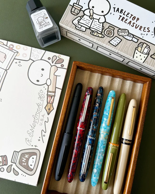 Happy Monday, friends 🫶🏽 In today’s live, I unboxed stationery goodies from TheCoffeeMonsterzCo including Bob “the blob” pen rest, who I feel is kind of a big deal 🤩  🖋️ I also unboxed the TCMC Esterbrook Estie, wrote and drew with the matching ink called “Forgotten Iced Coffee” (such a great name!) and showed off the set of blotter paper. I’ll film a shorter vid for YT so look out for that later in the week!  🎥 Livestream replay is up on YT…I tried to stream while my kids were home and let’s just say, there are a few BRBs 🤭
But, great chat as always, so thanks for joining. If you’re on the VOD team/replay club, thanks for watching!  #thecoffeemonsterzco #esterbrook #esterbrookestie #stationerylove